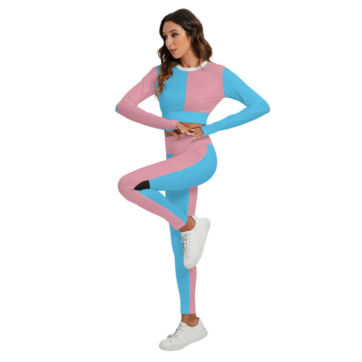 Blue Pink White Paris Pride Backless Yoga Sports Twin-Set tunnellsCo.