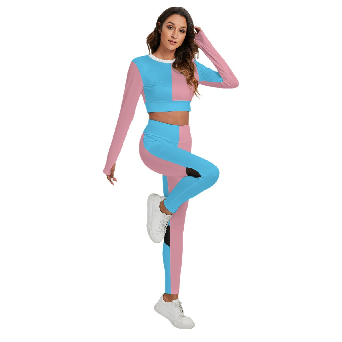 Blue Pink White Paris Pride Backless Yoga Sports Twin-Set tunnellsCo.