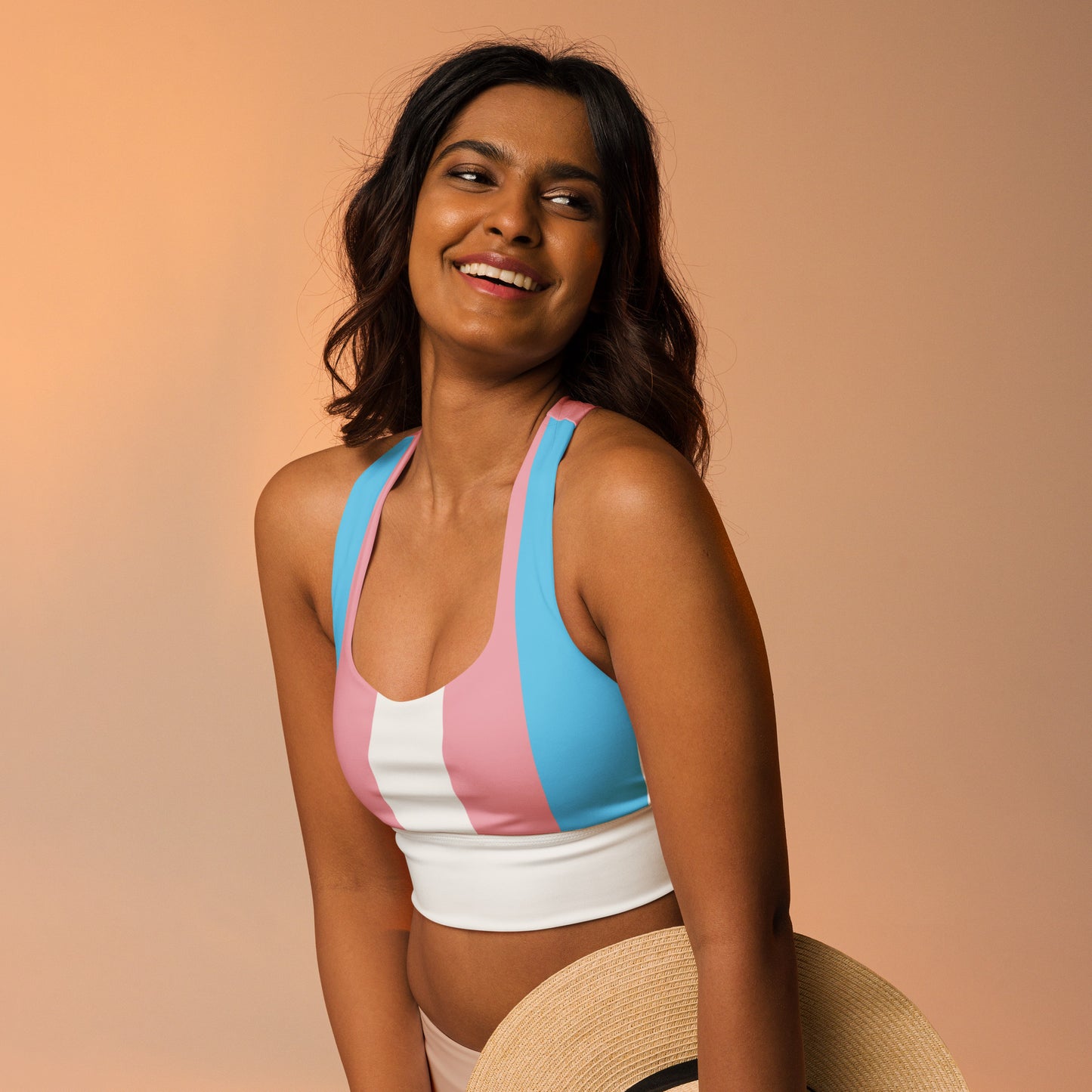 Blue Pink White Pride All Over Sports Bra tunnellsCo.