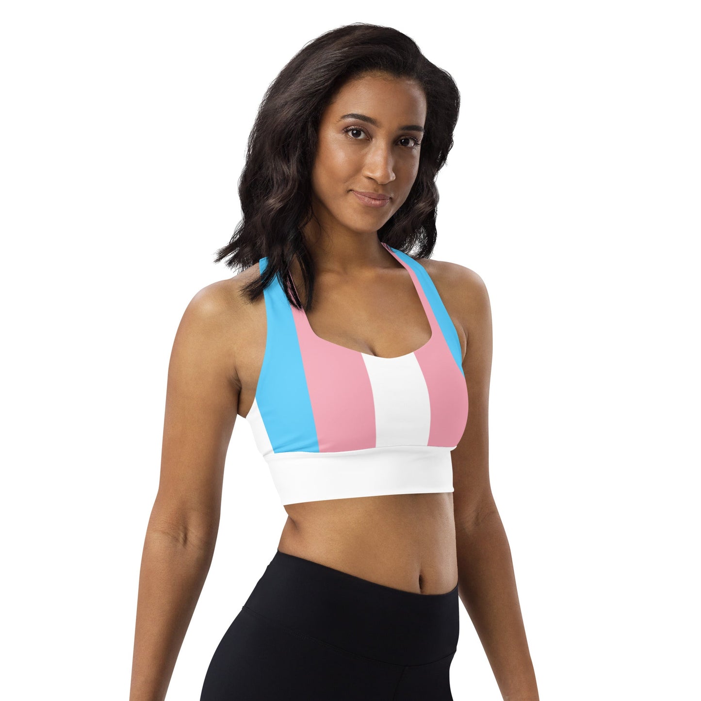 Blue Pink White Pride All Over Sports Bra tunnellsCo.