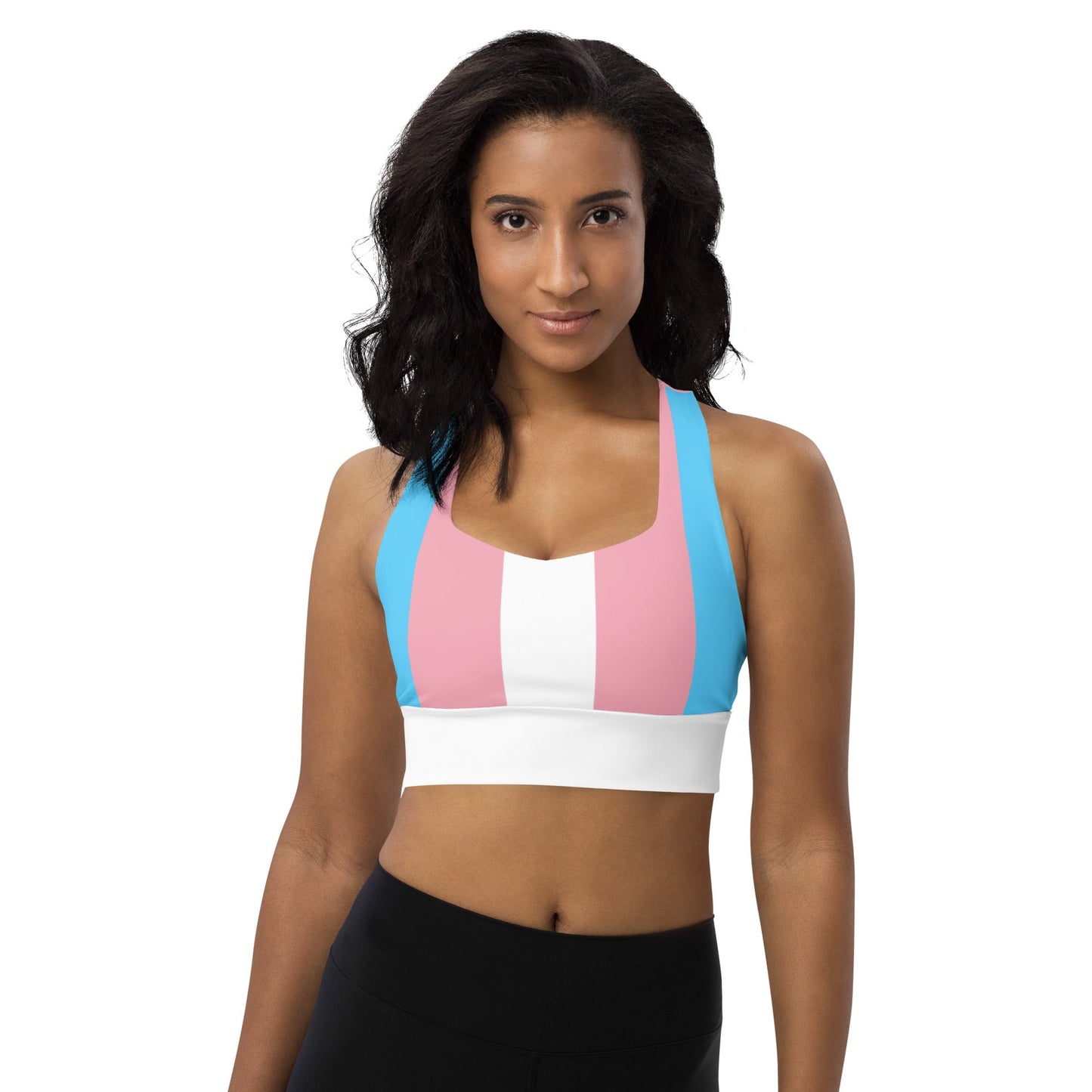Blue Pink White Pride All Over Sports Bra tunnellsCo.