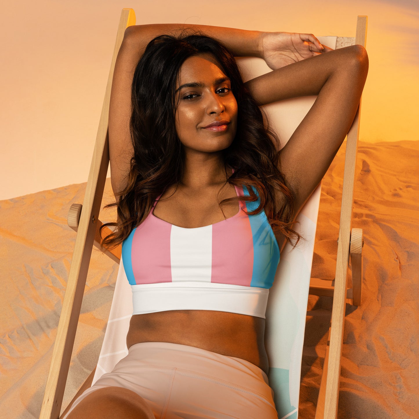 Blue Pink White Pride All Over Sports Bra tunnellsCo.