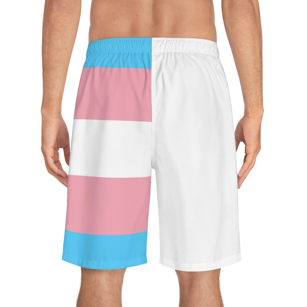 Blue Pink White Pride Long Boyfriend Beach Shorts tunnellsCo.