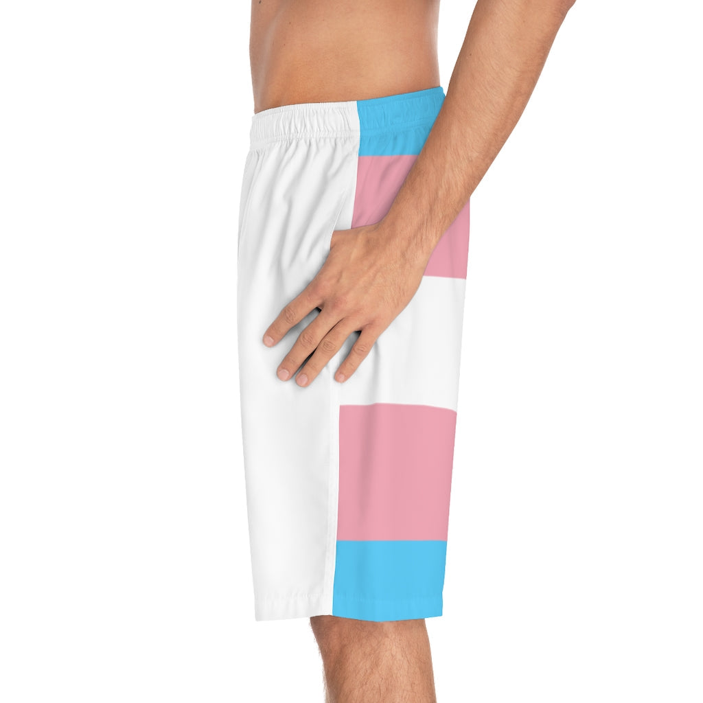 Blue Pink White Pride Long Boyfriend Beach Shorts tunnellsCo.