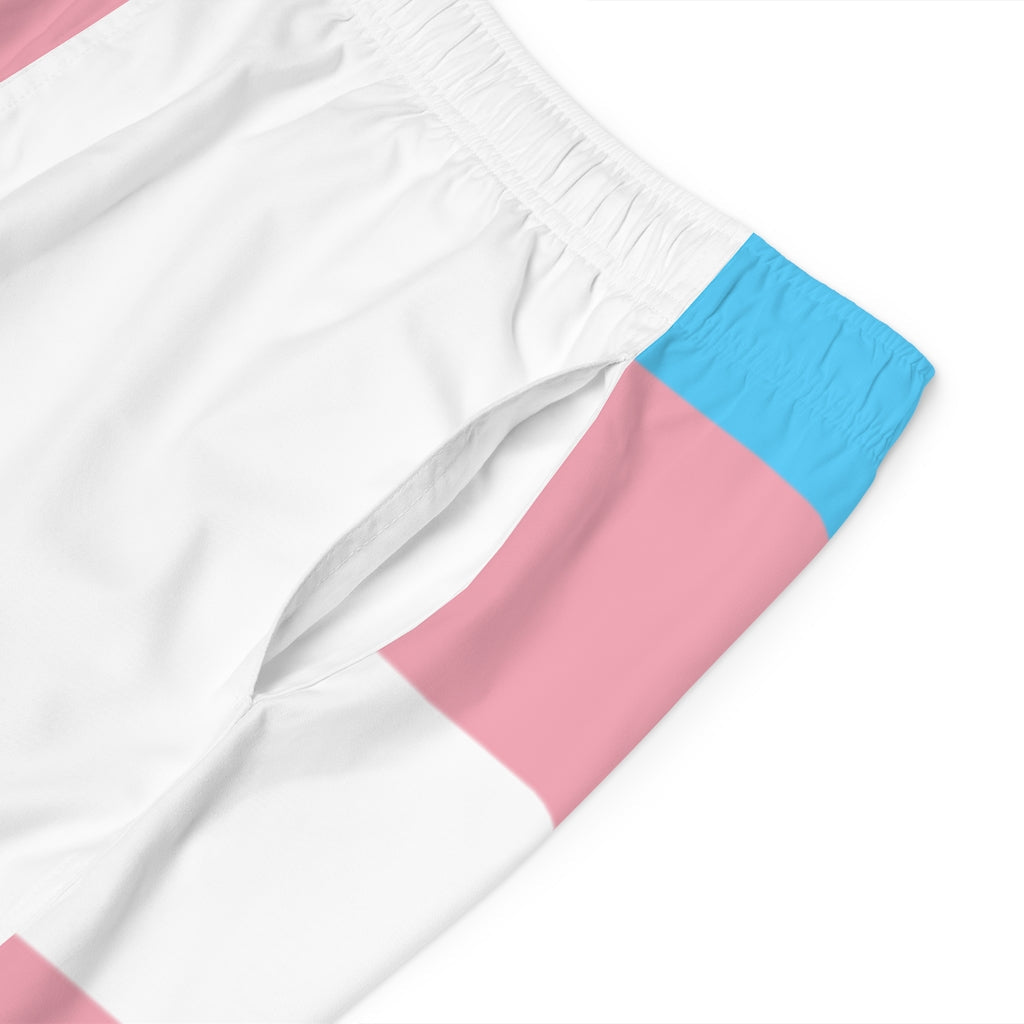Blue Pink White Pride Long Boyfriend Beach Shorts tunnellsCo.