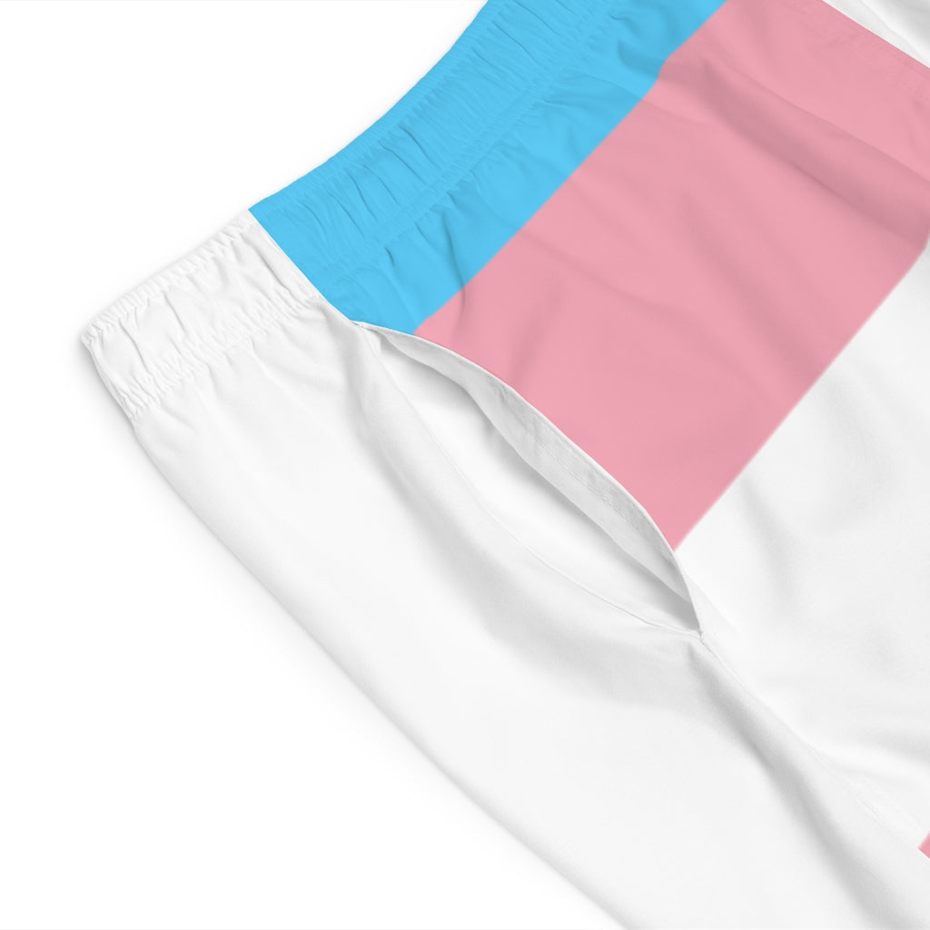 Blue Pink White Pride Long Boyfriend Beach Shorts tunnellsCo.