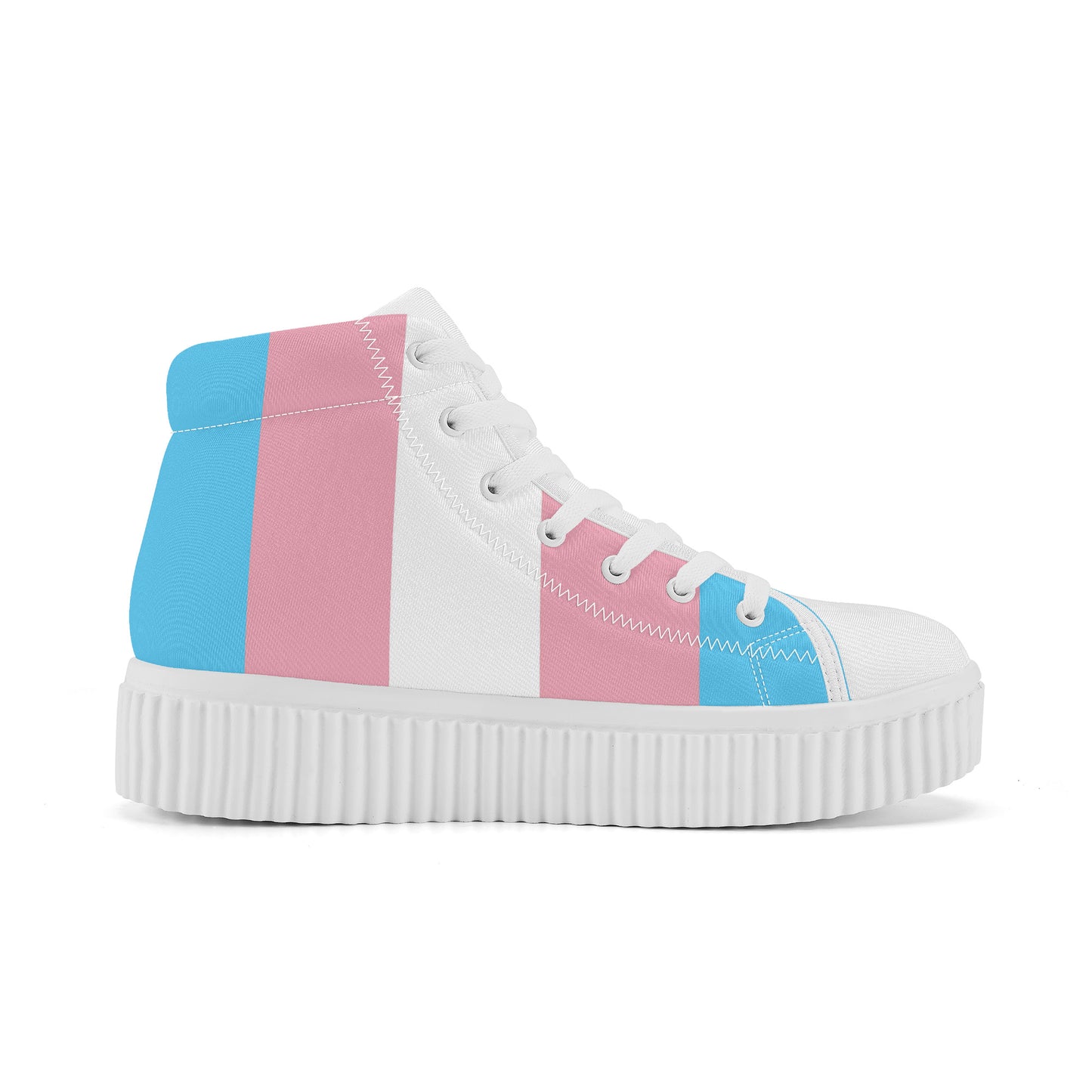 Blue Pink White All-Over Pride High-Top Canvas Platform Sneakers
