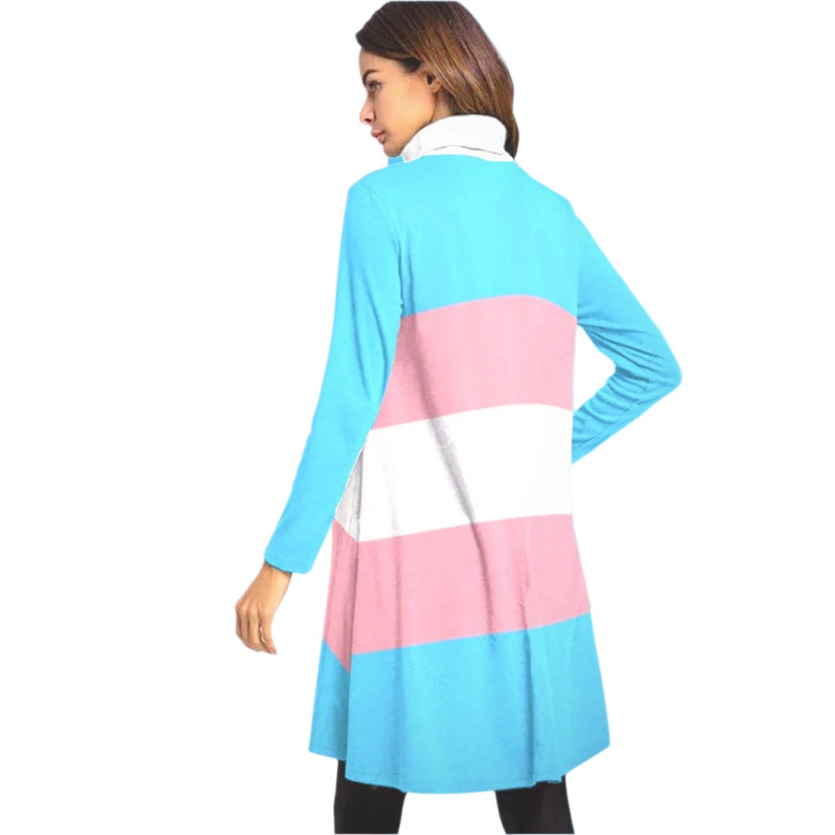 All-Over Print Women's High Neck Dress With Long Sleeve