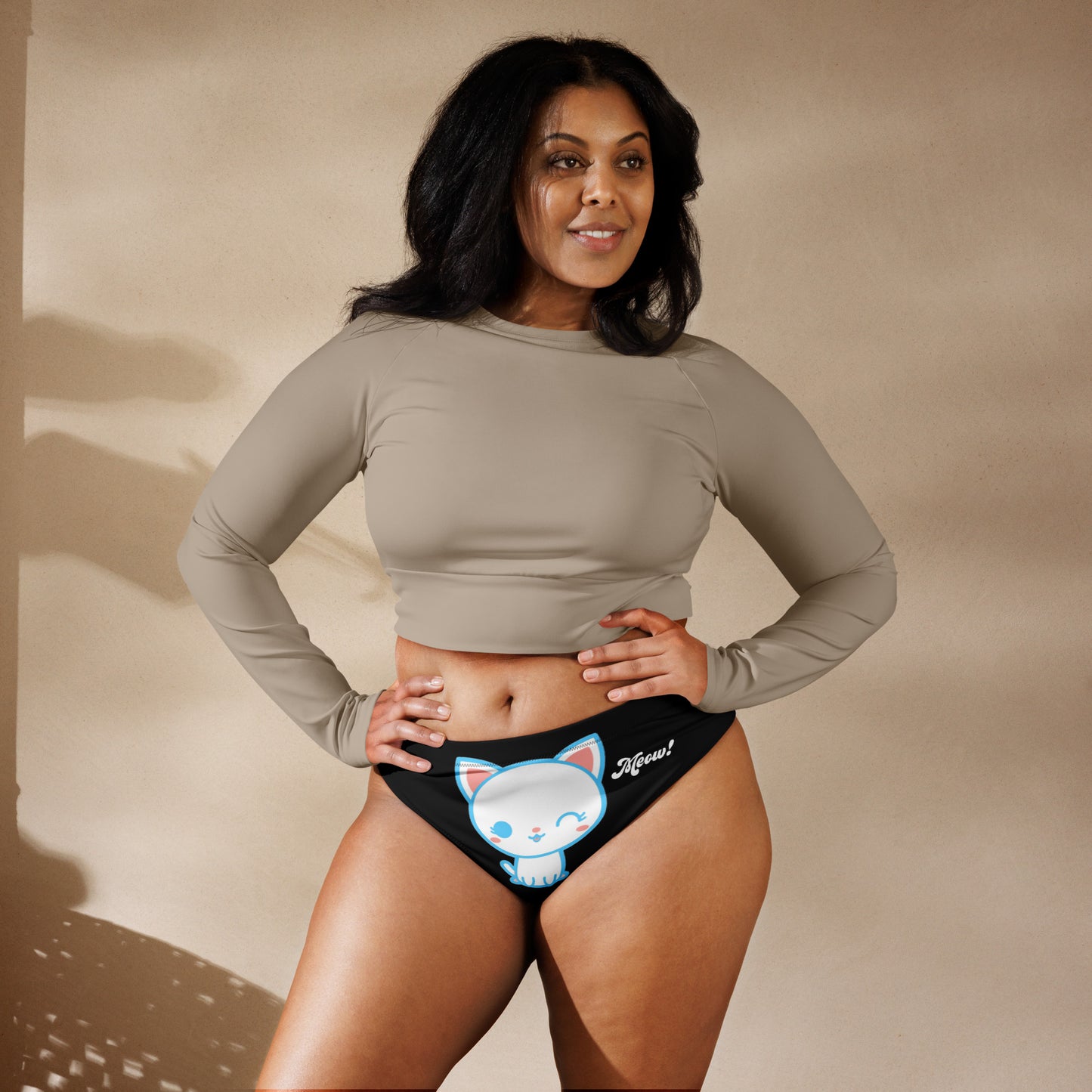 Kitten Cute Black High-Waisted High-Cut Tucking Panty tunnellsCo.