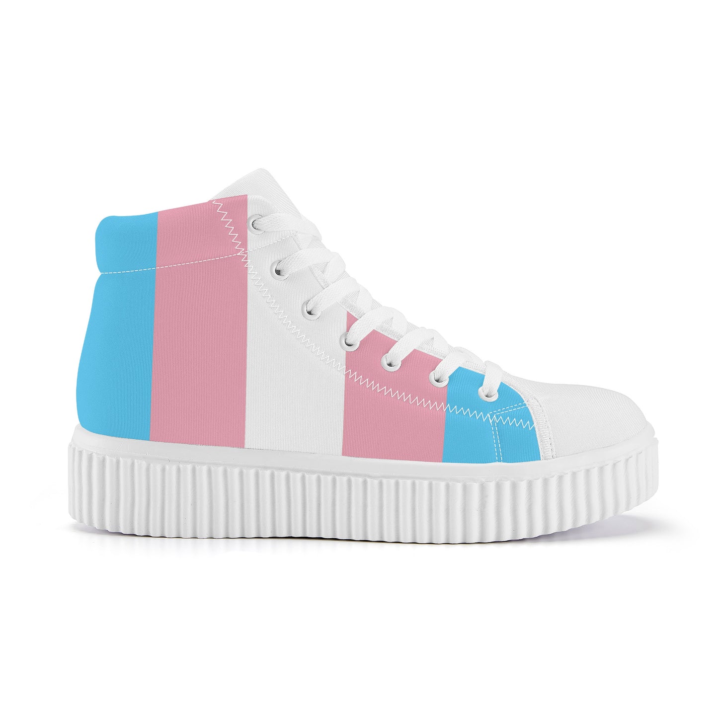 Blue Pink White All-Over Pride High-Top Canvas Platform Sneakers