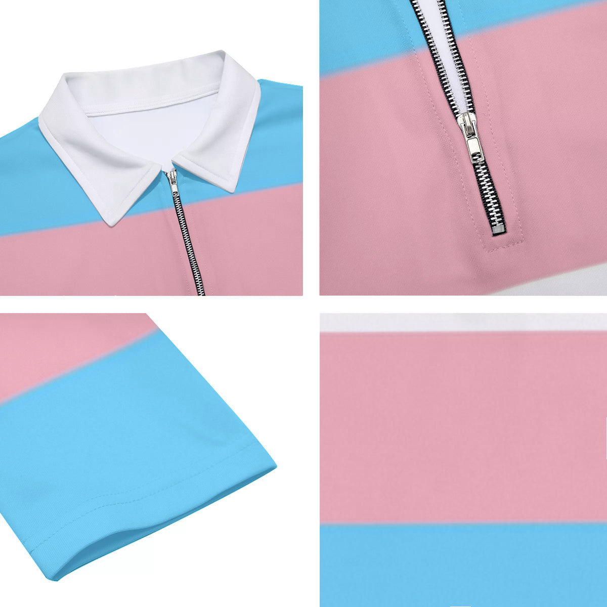 All-Over Print Men's Lapel T-shirt With Neckline Zipper Closure