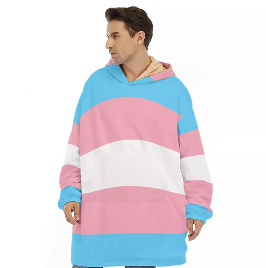 NEW Trans Coloured Over-Sized Comfy Snug Lounge Hoodie Trans Apparel & Gift Ideas for Transwomen and Friends