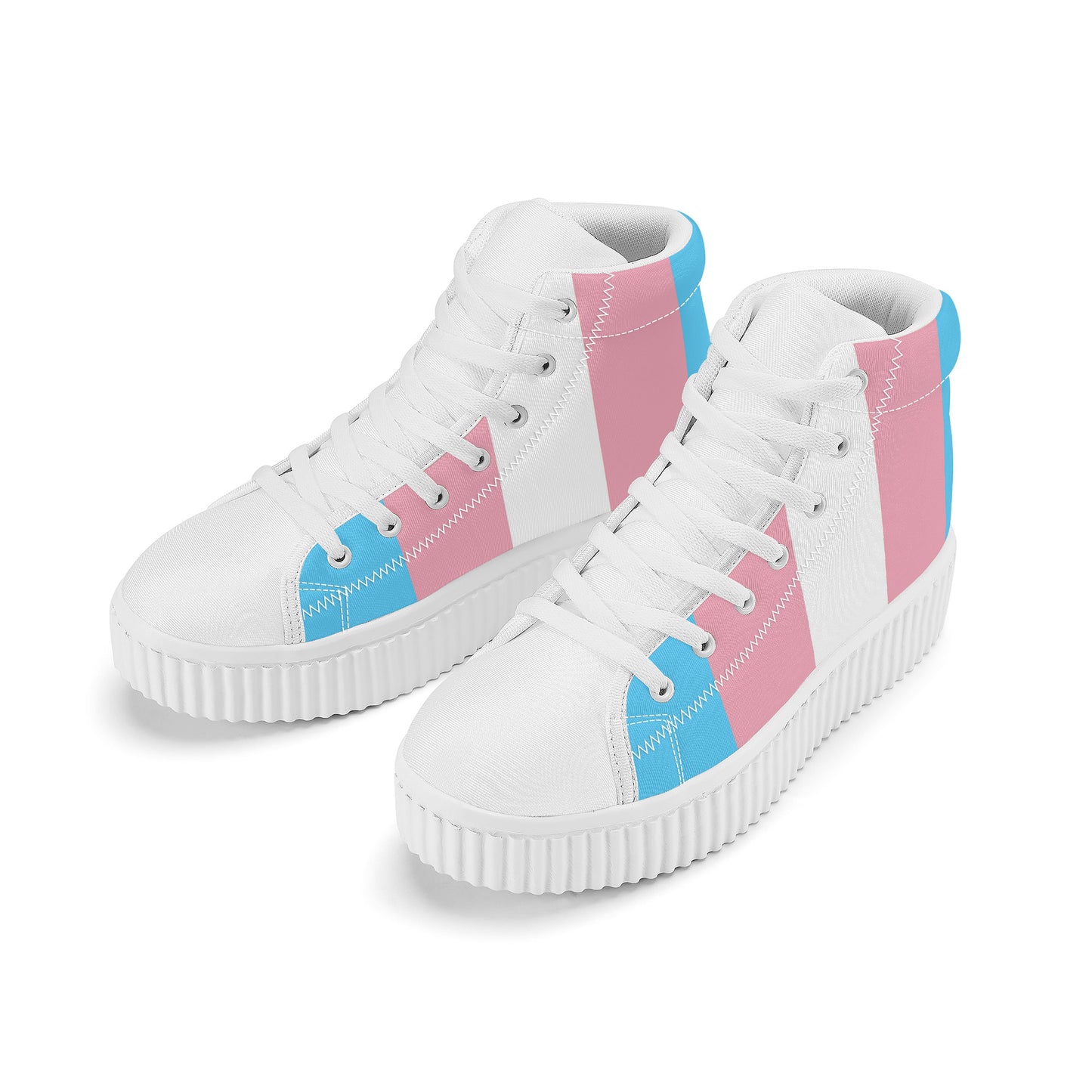 Blue Pink White All-Over Pride High-Top Canvas Platform Sneakers