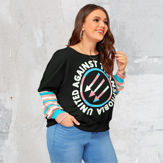 All-Over Print Women's Backless Sweatshirt With Bat Sleeve