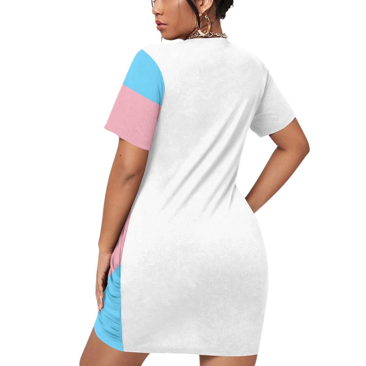 Plus Size Trans Coloured Short-Sleeved Stacked Hem T-Shirt Dress tunnellsCo.