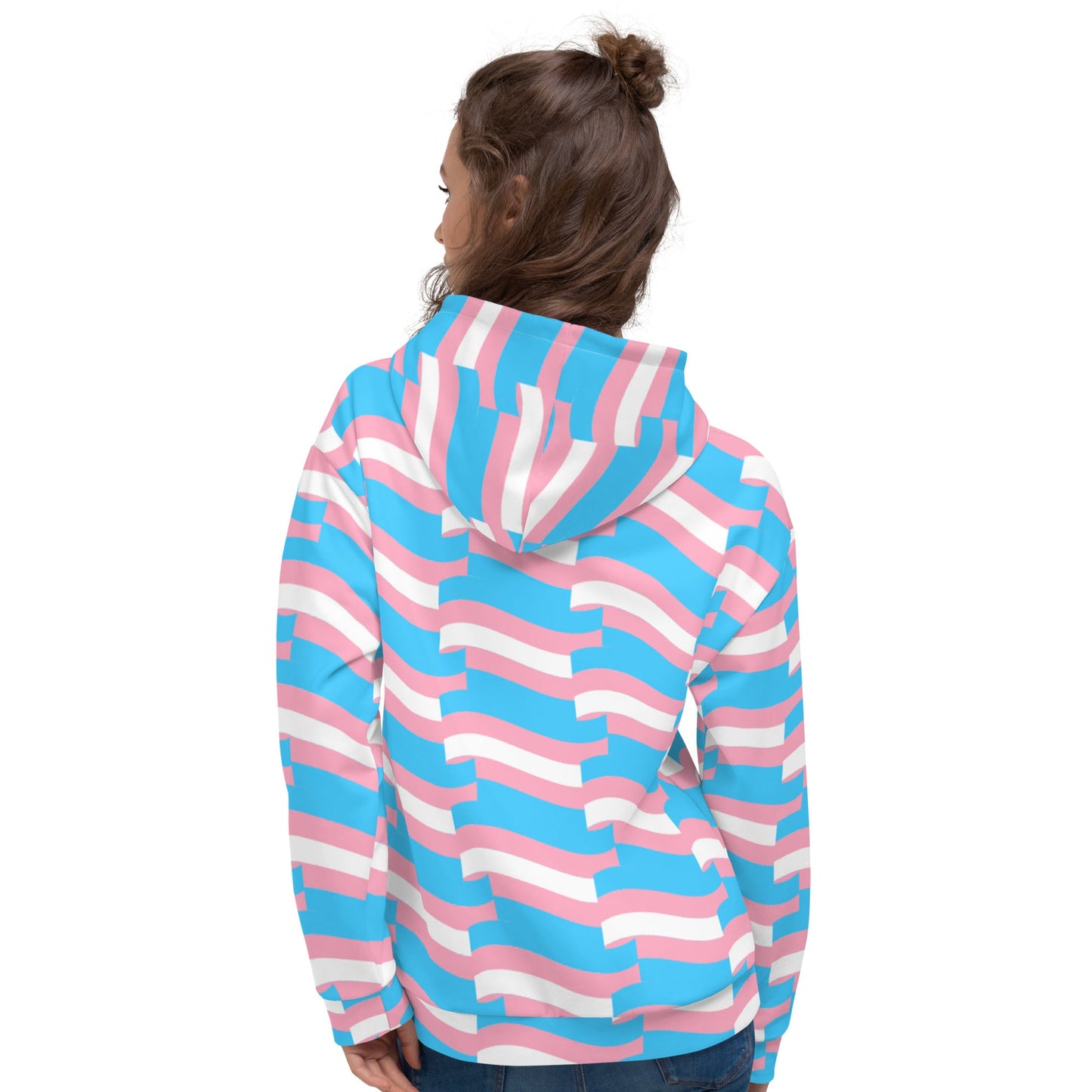 Teen Blue Pink White Trans Pride Mosaic Super Soft Microfiber Hoodie tunnellsCo.