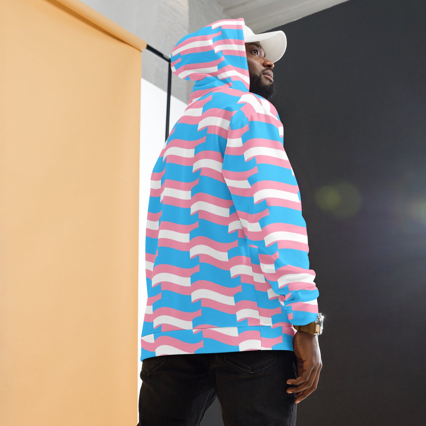 Teen Blue Pink White Trans Pride Mosaic Super Soft Microfiber Hoodie tunnellsCo.