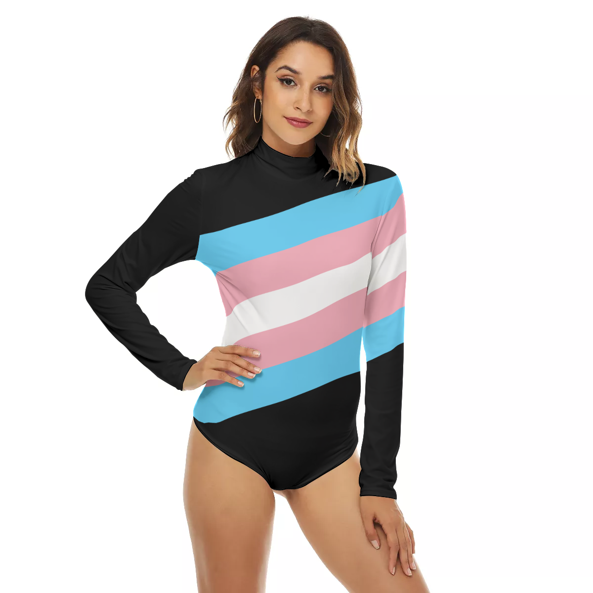 All-Over Print Women's Turtleneck Long Sleeve Bodysuit