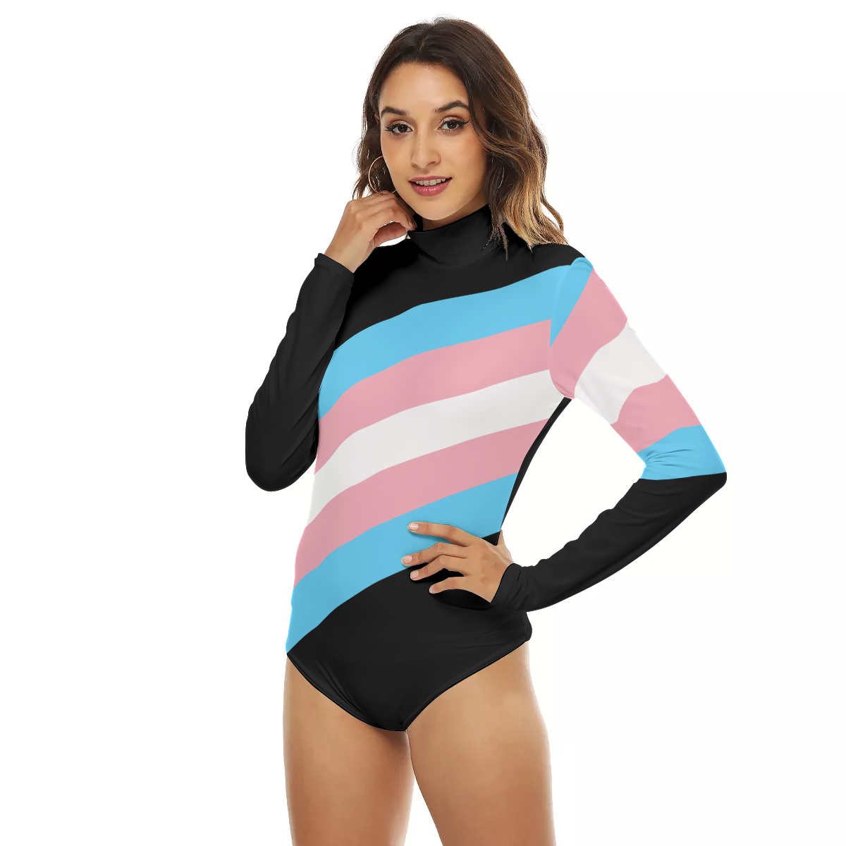All-Over Print Women's Turtleneck Long Sleeve Bodysuit