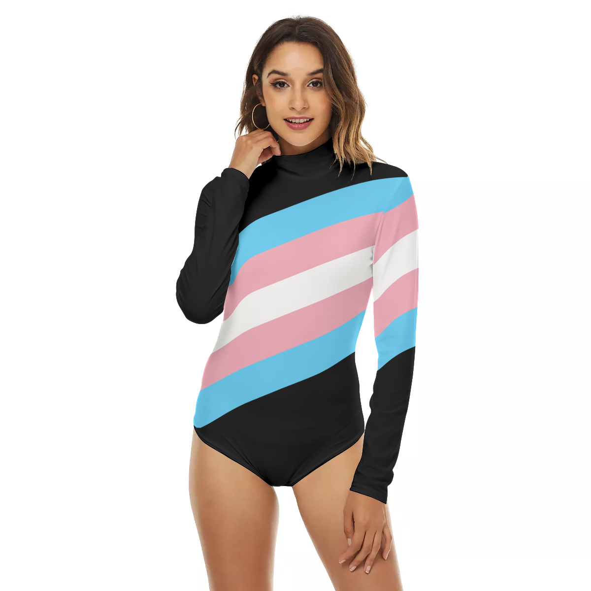 All-Over Print Women's Turtleneck Long Sleeve Bodysuit