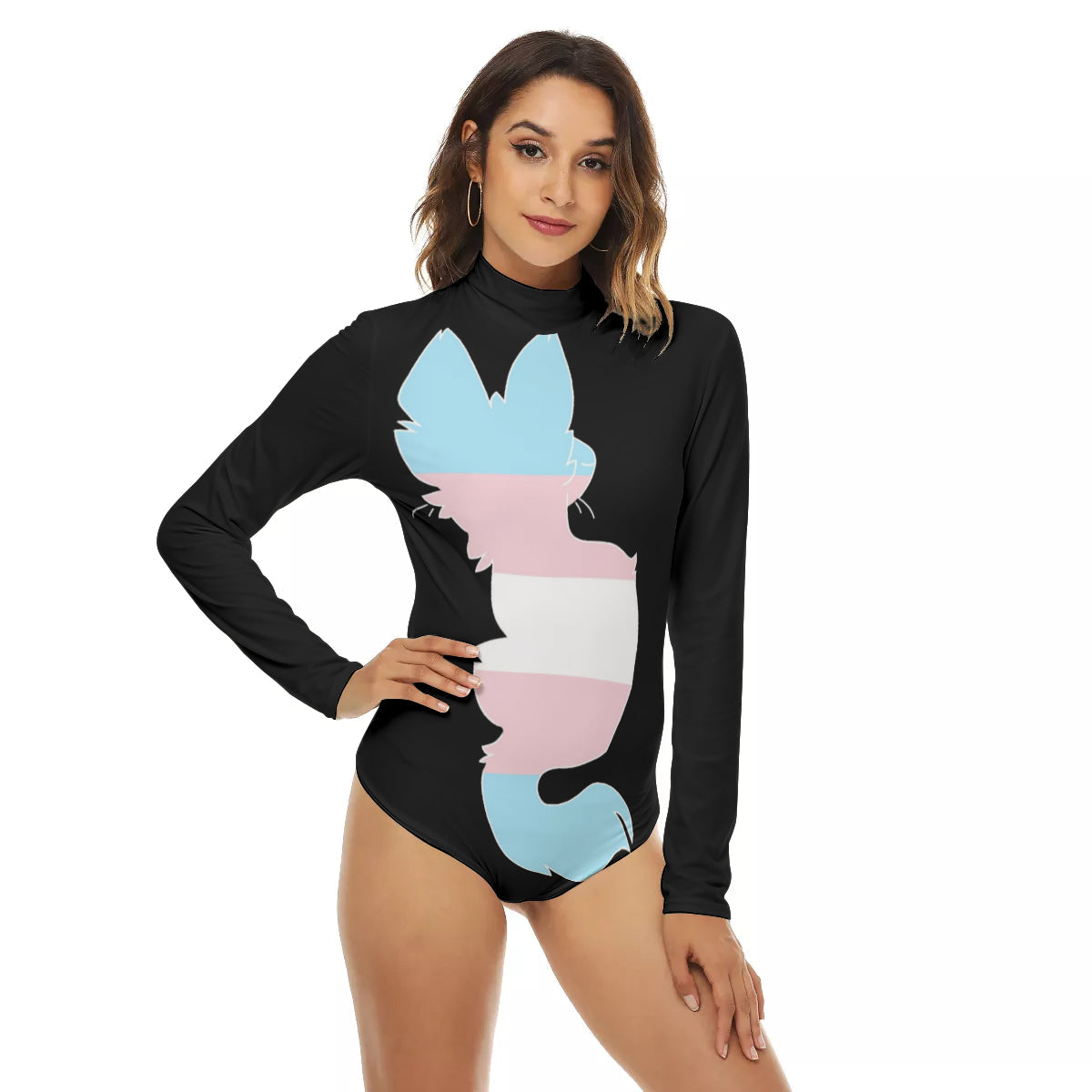 All-Over Print Women's Turtleneck Long Sleeve Bodysuit