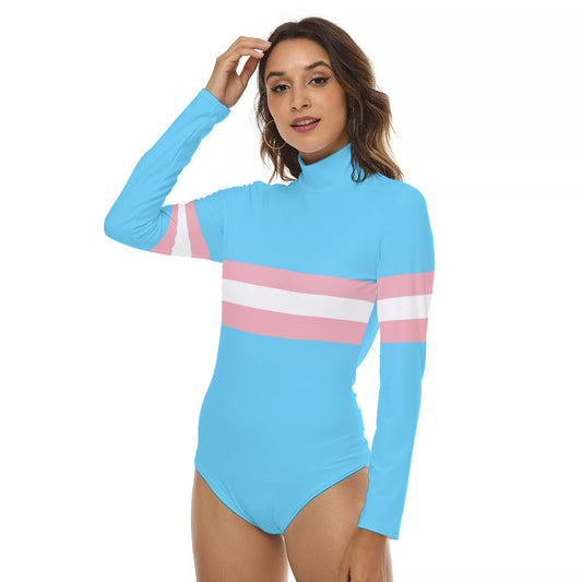 All-Over Print Women's Stretchy Turtleneck Long Sleeve Bodysuit