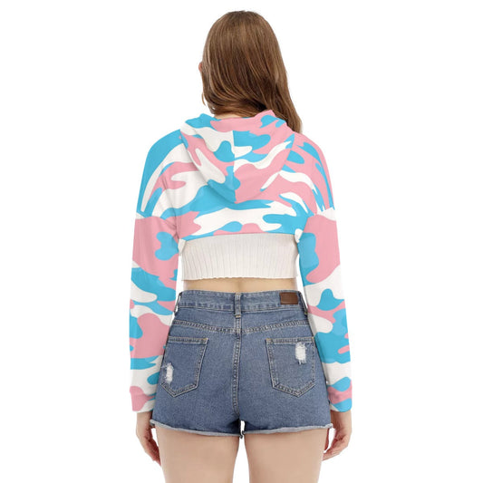 All-Over Print Women's Smock Short Hoodie With Long Sleeve