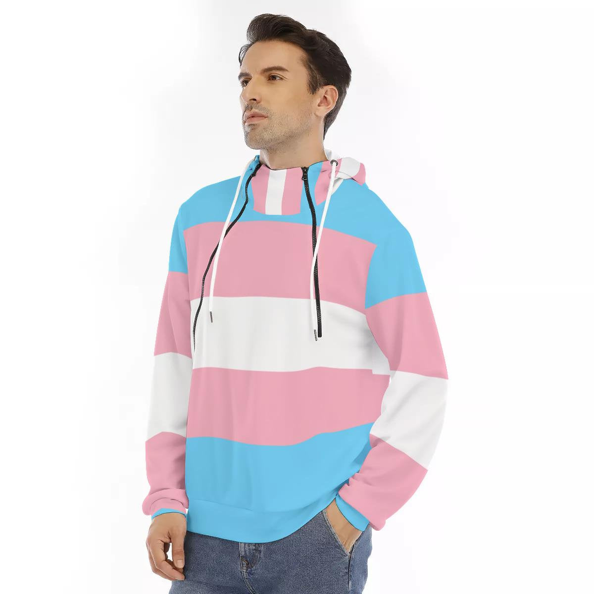 NEW Trans Colours Double Zipper Comfy Hoodie Trans Apparel & Gift Ideas for Transwomen, Family and Friends