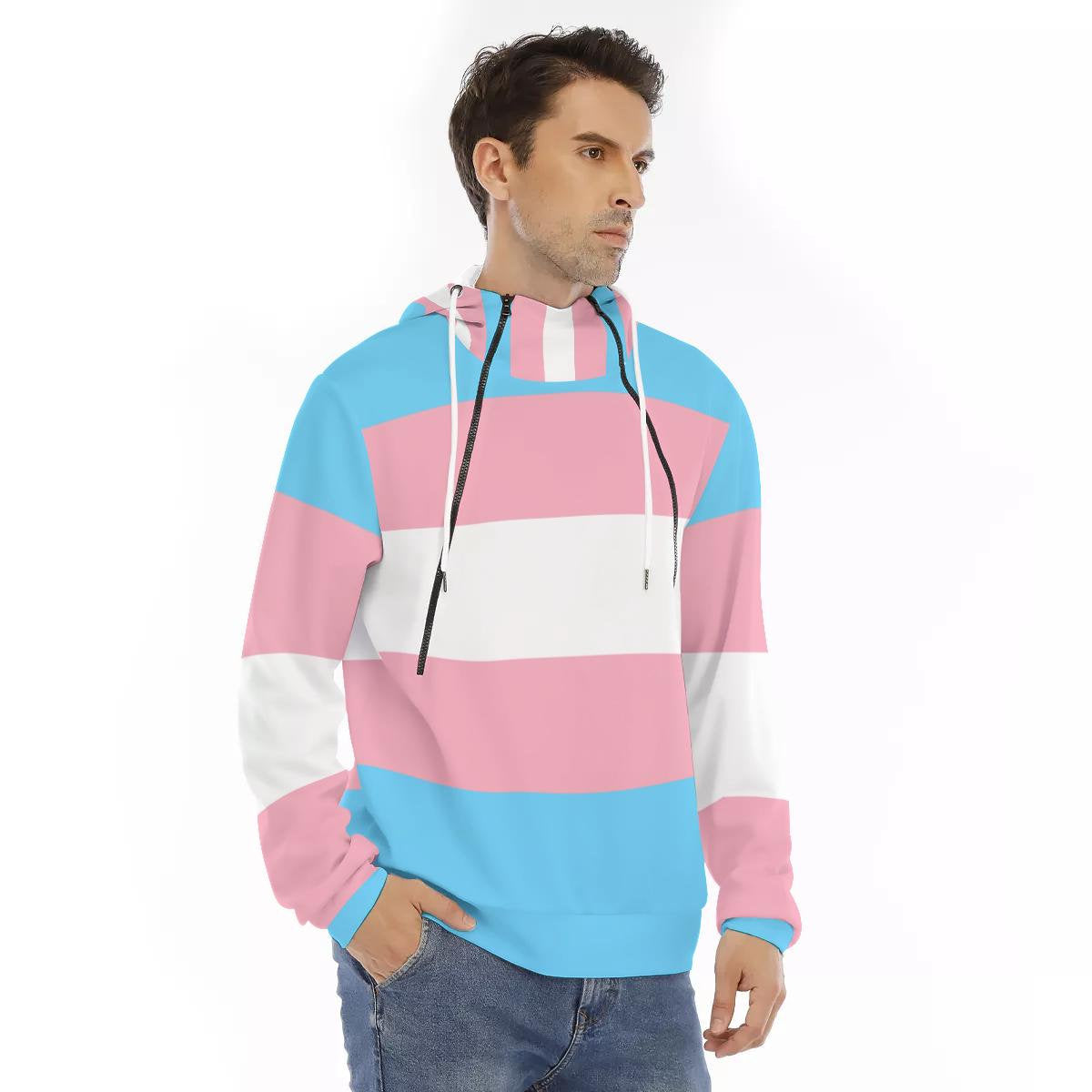 NEW Trans Colours Double Zipper Comfy Hoodie Trans Apparel & Gift Ideas for Transwomen, Family and Friends