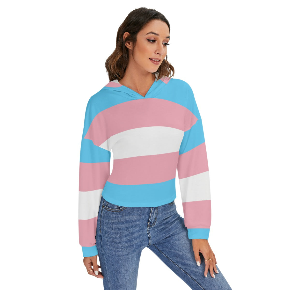 Trans Coloured Trans Pride Drop-Shouldered Cross-Tied Backless Hoodie tunnellsCo.