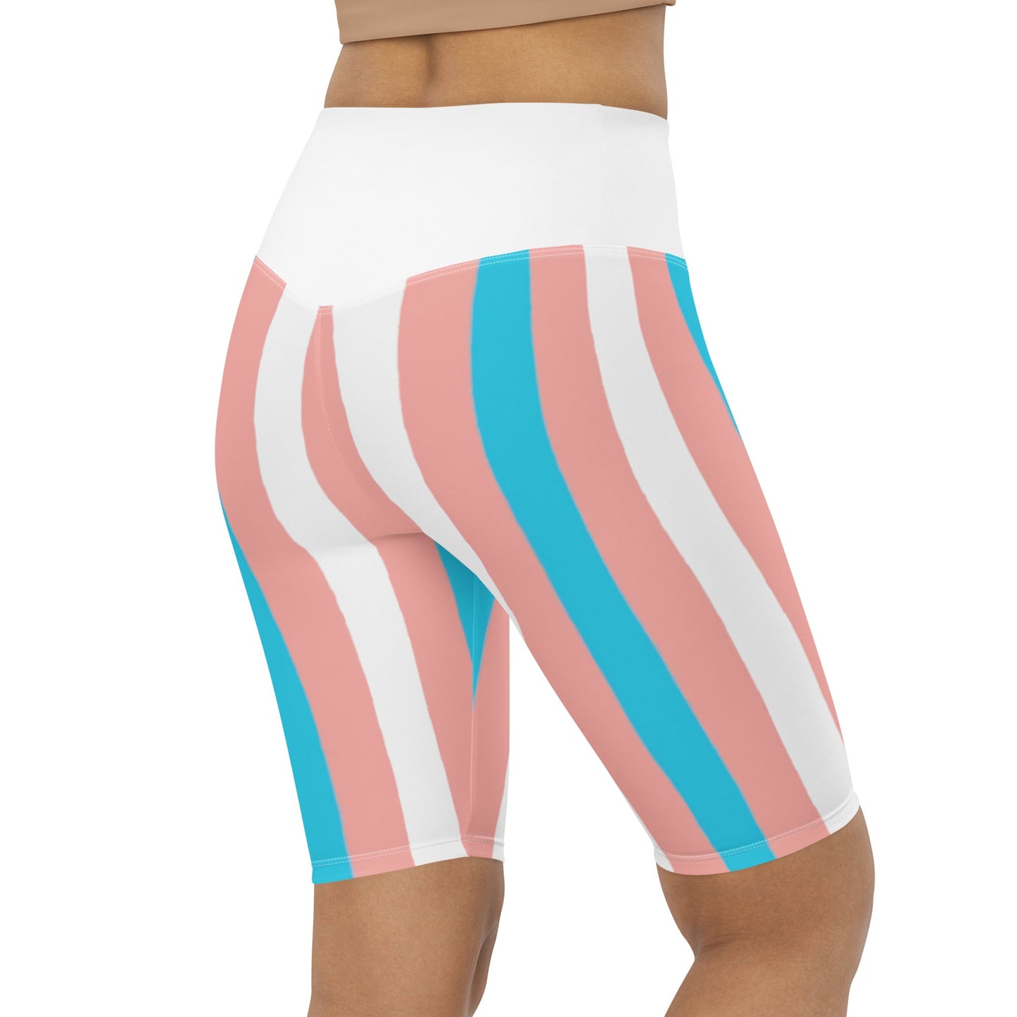 Trans Coloured Trans Pride Stripes White Butt-Lifting Cycling Shorts tunnellsCo.