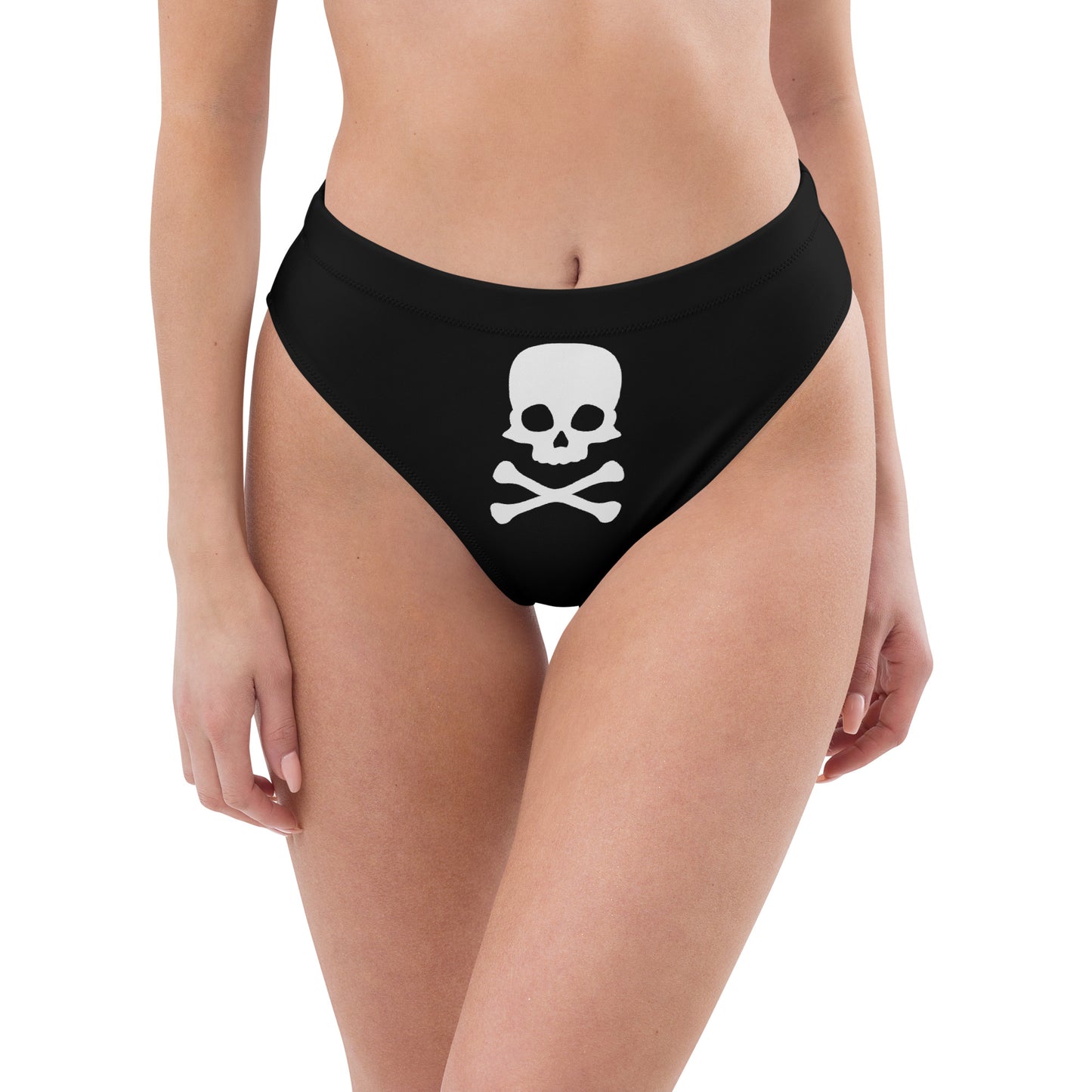 White Skull & Cross Bone Black High-Waisted High-Cut Tucking Panty tunnellsCo.