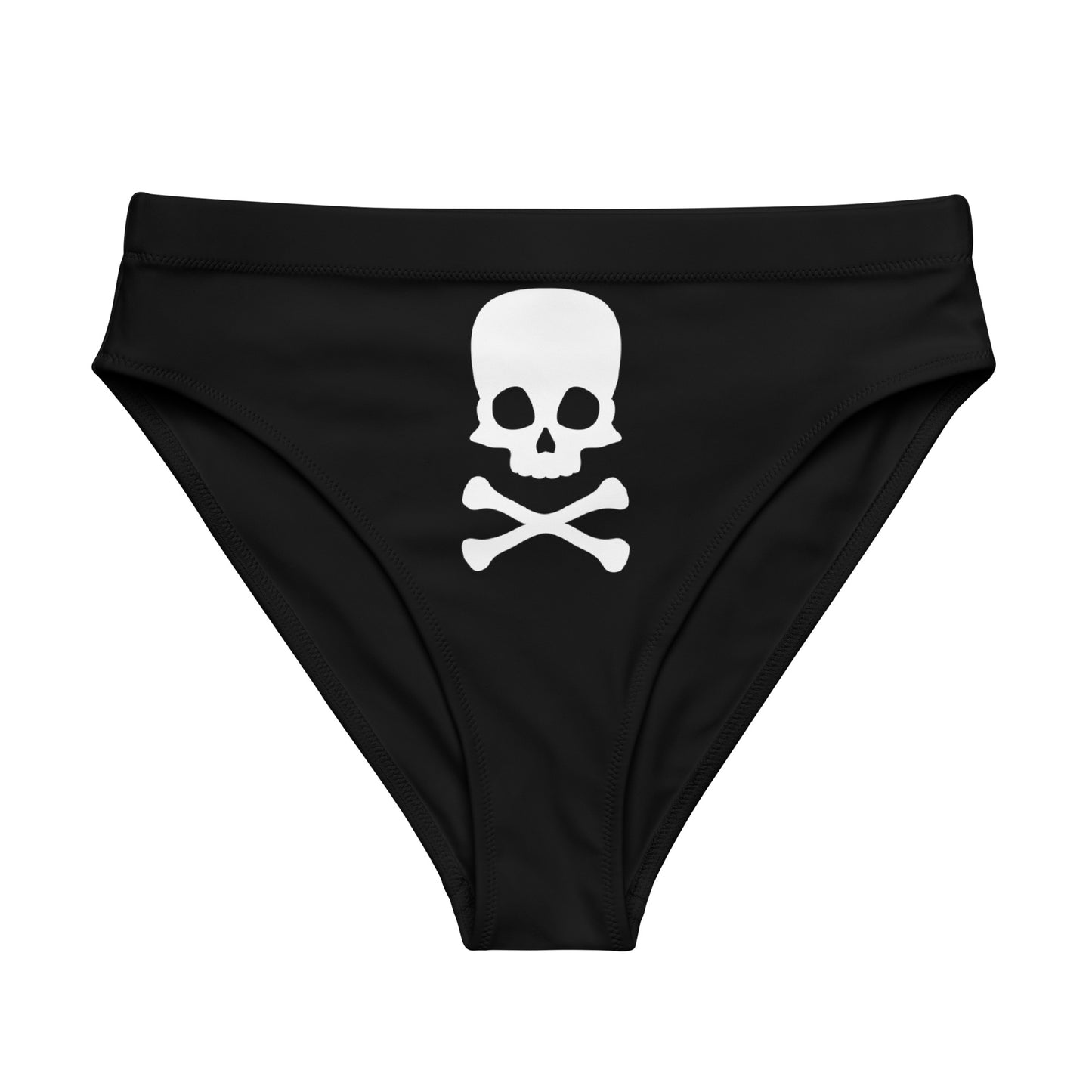 White Skull & Cross Bone Black High-Waisted High-Cut Tucking Panty tunnellsCo.
