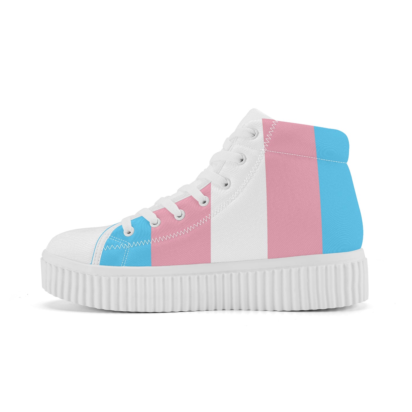 Blue Pink White All-Over Pride High-Top Canvas Platform Sneakers