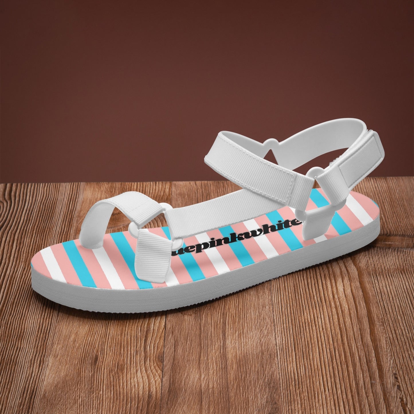 Blue Pink White Pride Candy Striped Casual Strappy Summer Sandals