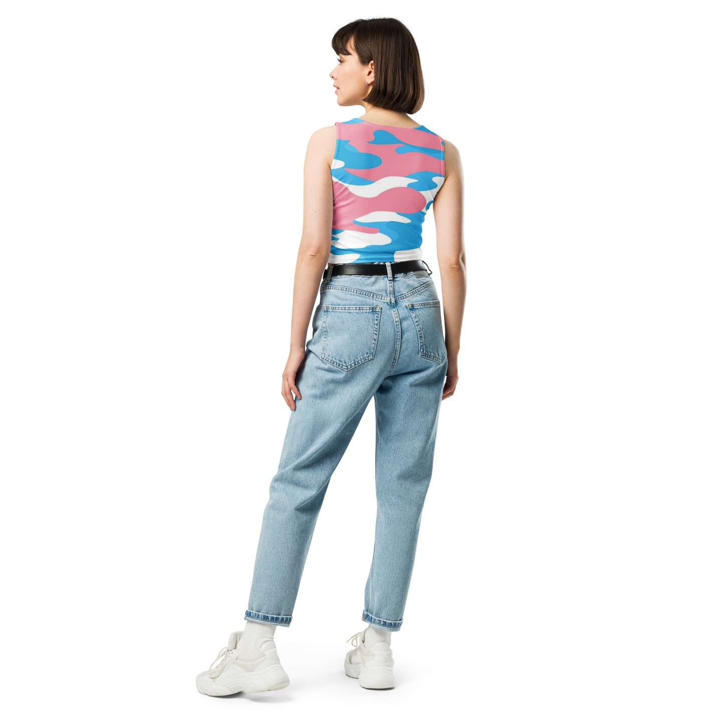 Blue Pink White Pride Camouflage Cropped Fitness Tank