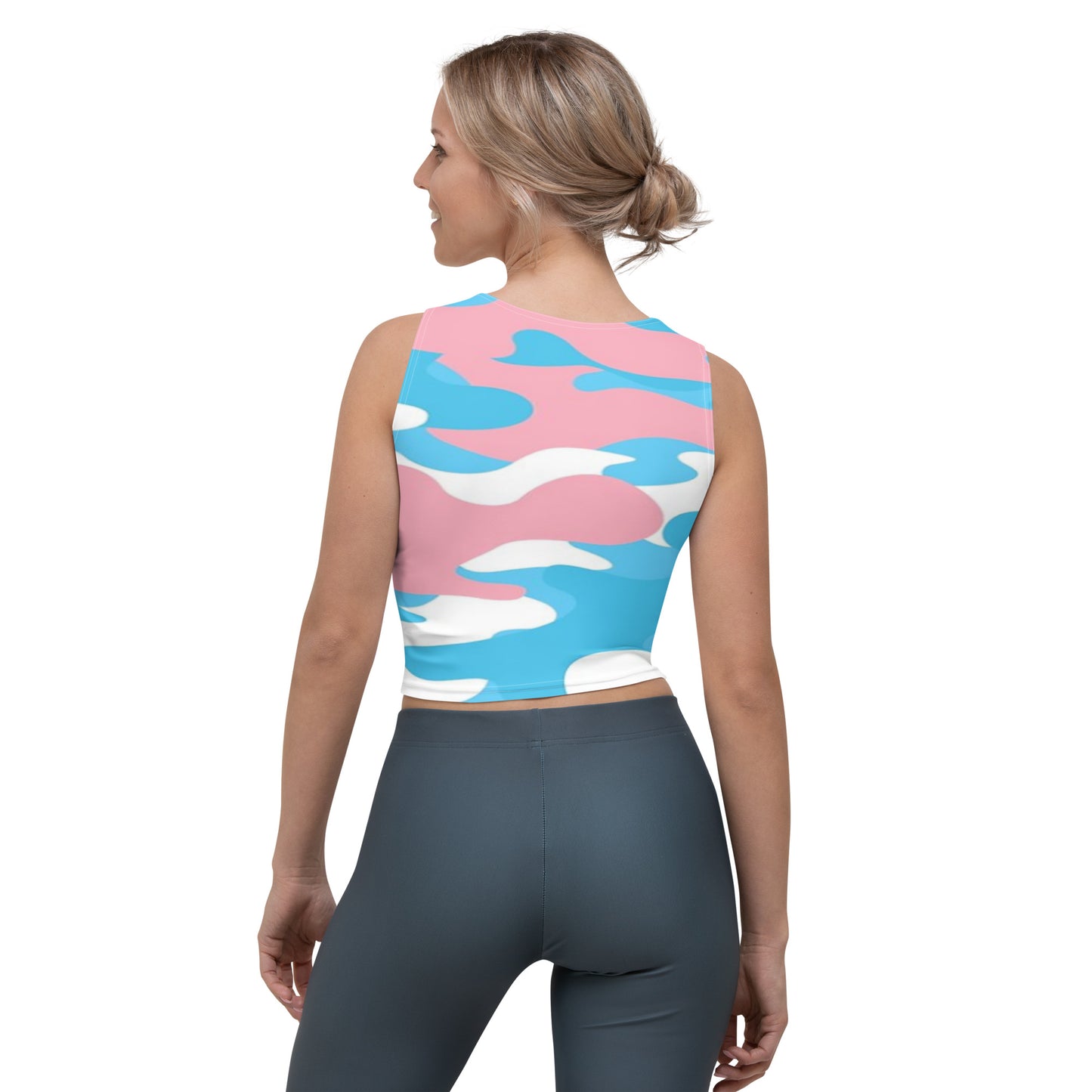 Blue Pink White Pride Camouflage Cropped Fitness Tank