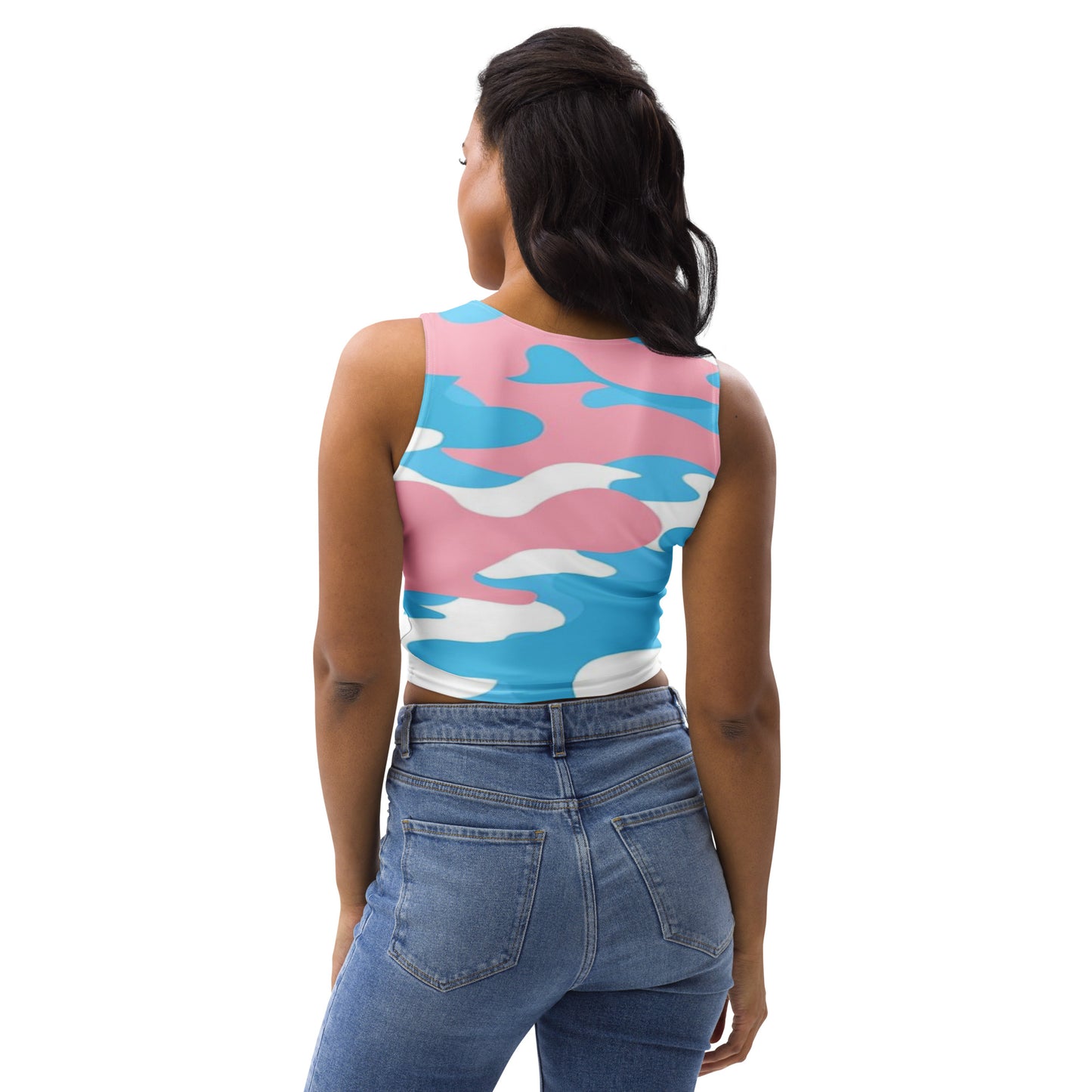 Blue Pink White Pride Camouflage Cropped Fitness Tank