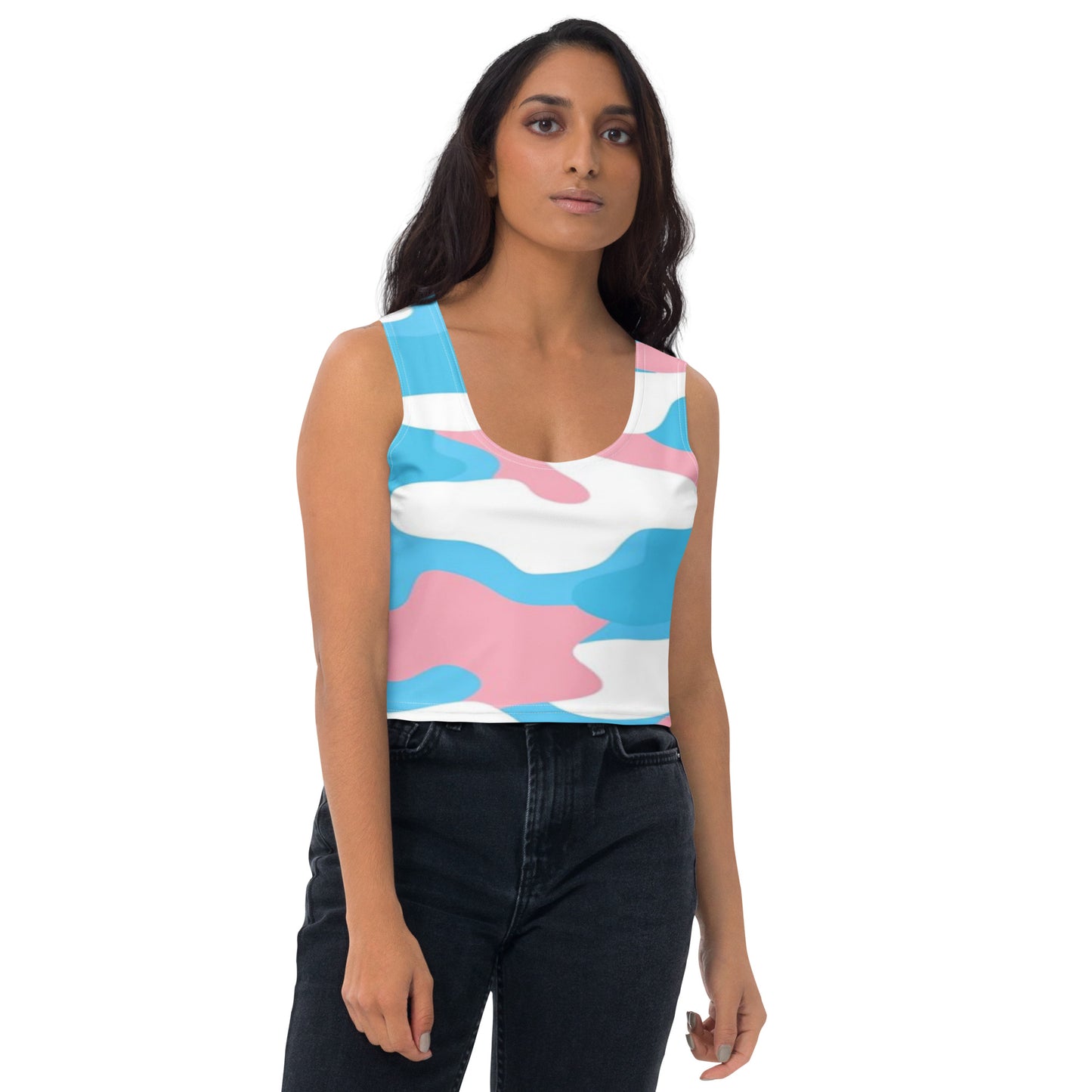 Blue Pink White Pride Camouflage Cropped Fitness Tank
