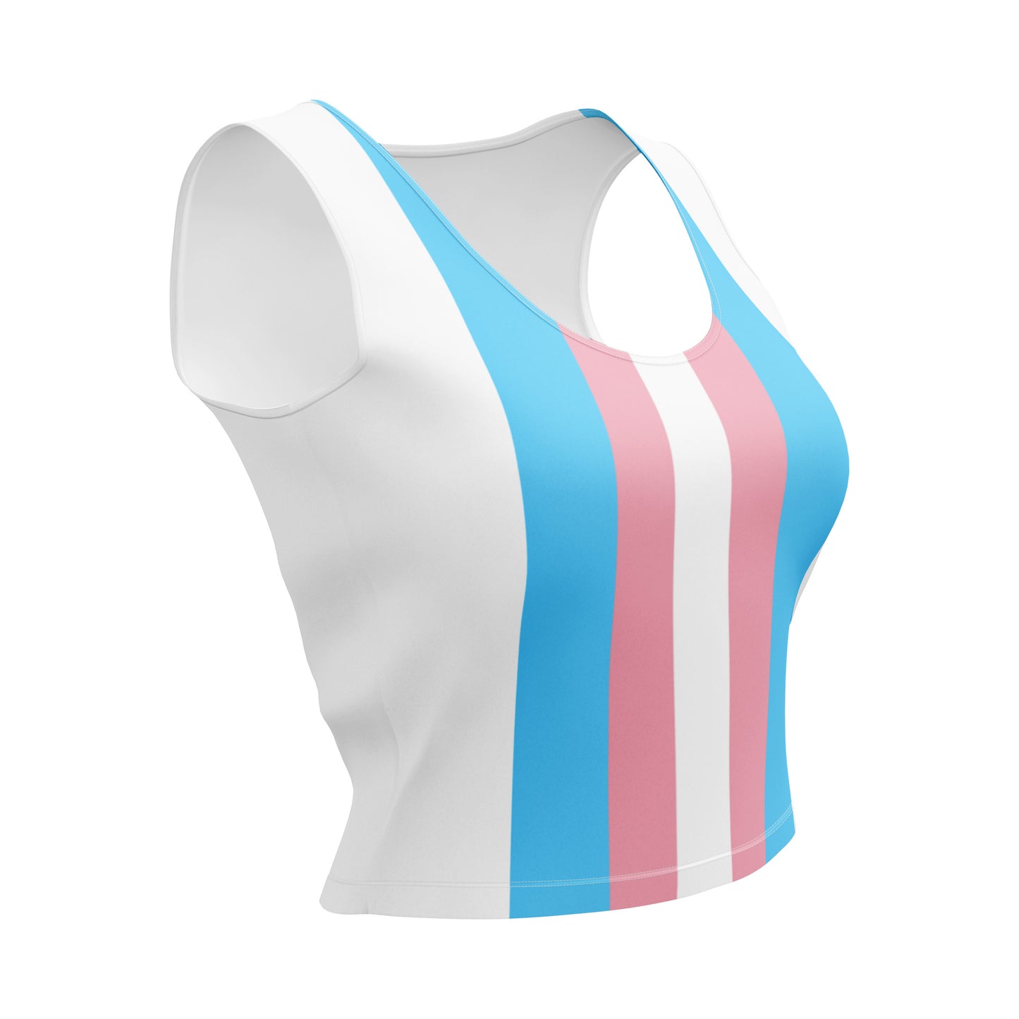 Blue Pink White Pride Cropped Fitness Tank