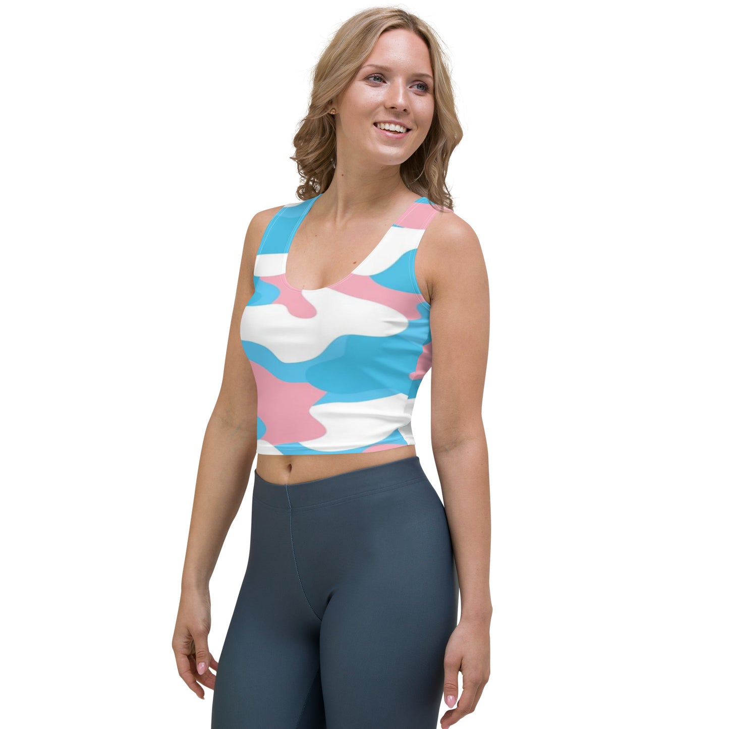 Blue Pink White Pride Camouflage Cropped Fitness Tank