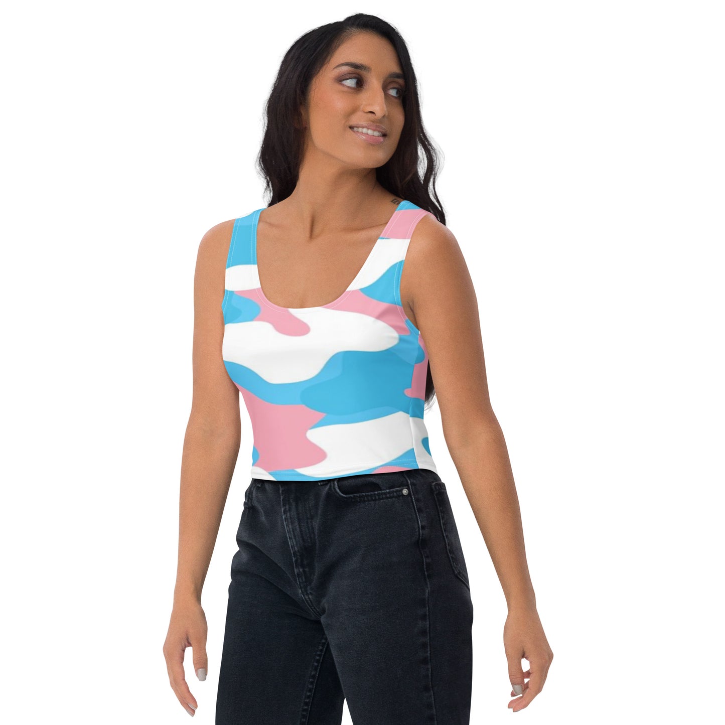 Blue Pink White Pride Camouflage Cropped Fitness Tank