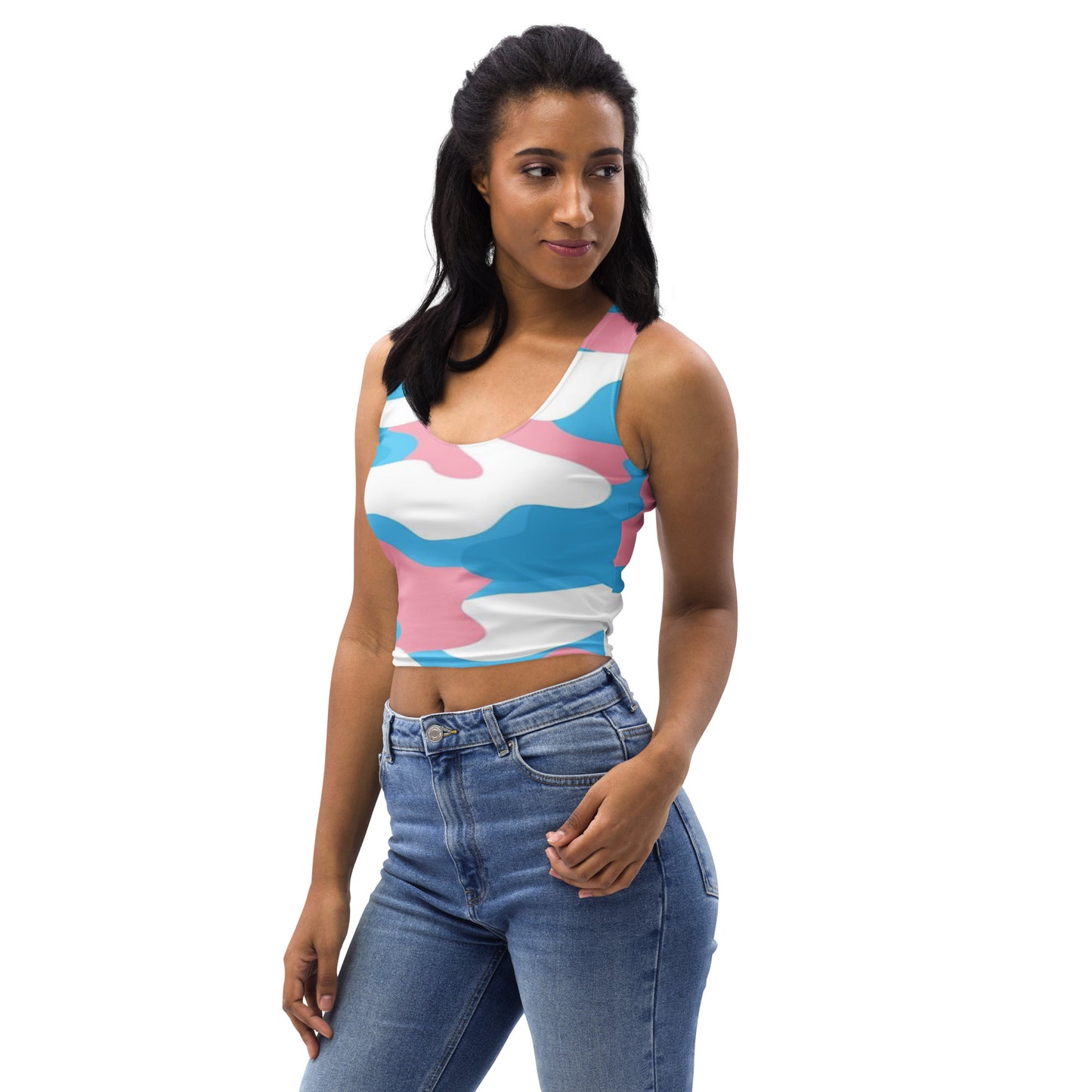 Blue Pink White Pride Camouflage Cropped Fitness Tank