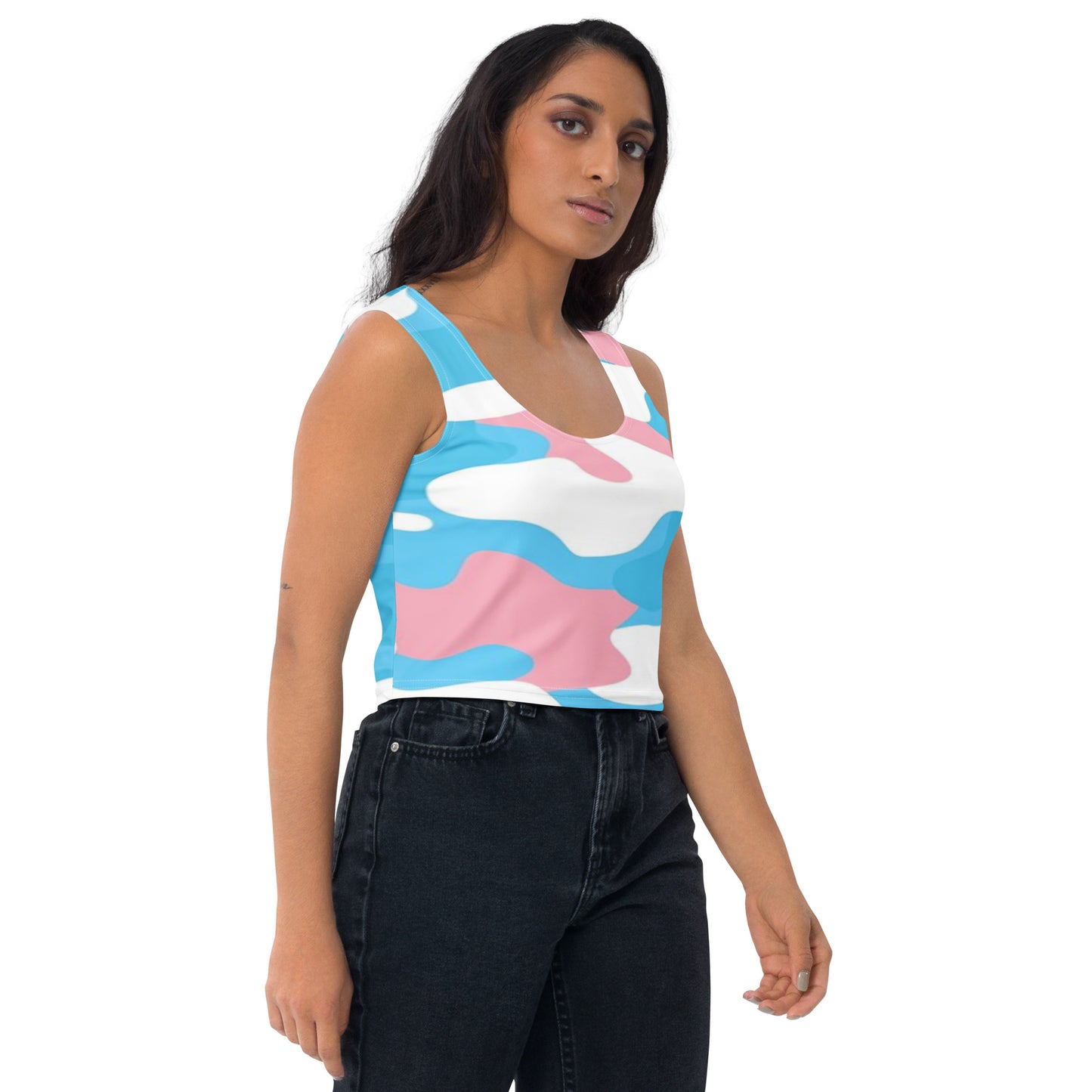 Blue Pink White Pride Camouflage Cropped Fitness Tank
