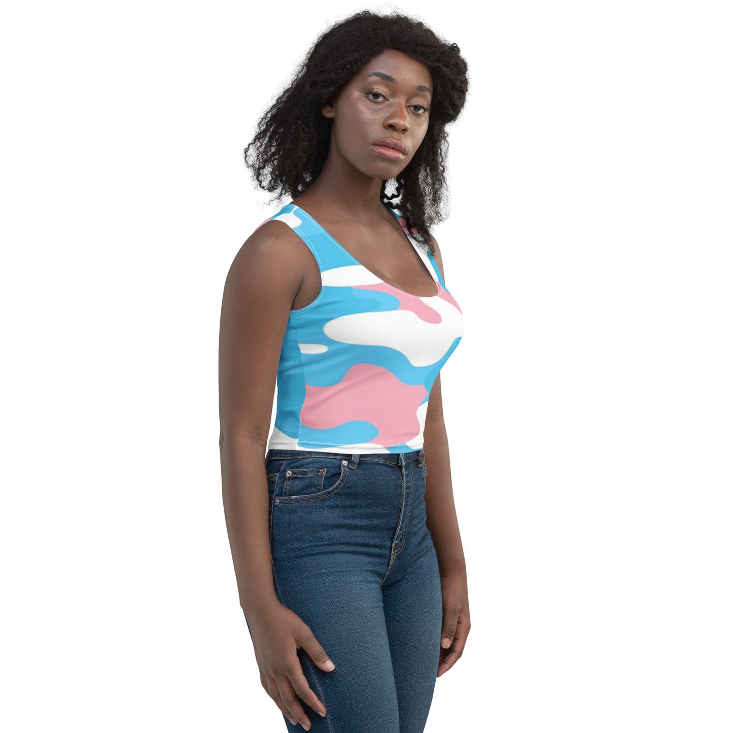 Blue Pink White Pride Camouflage Cropped Fitness Tank