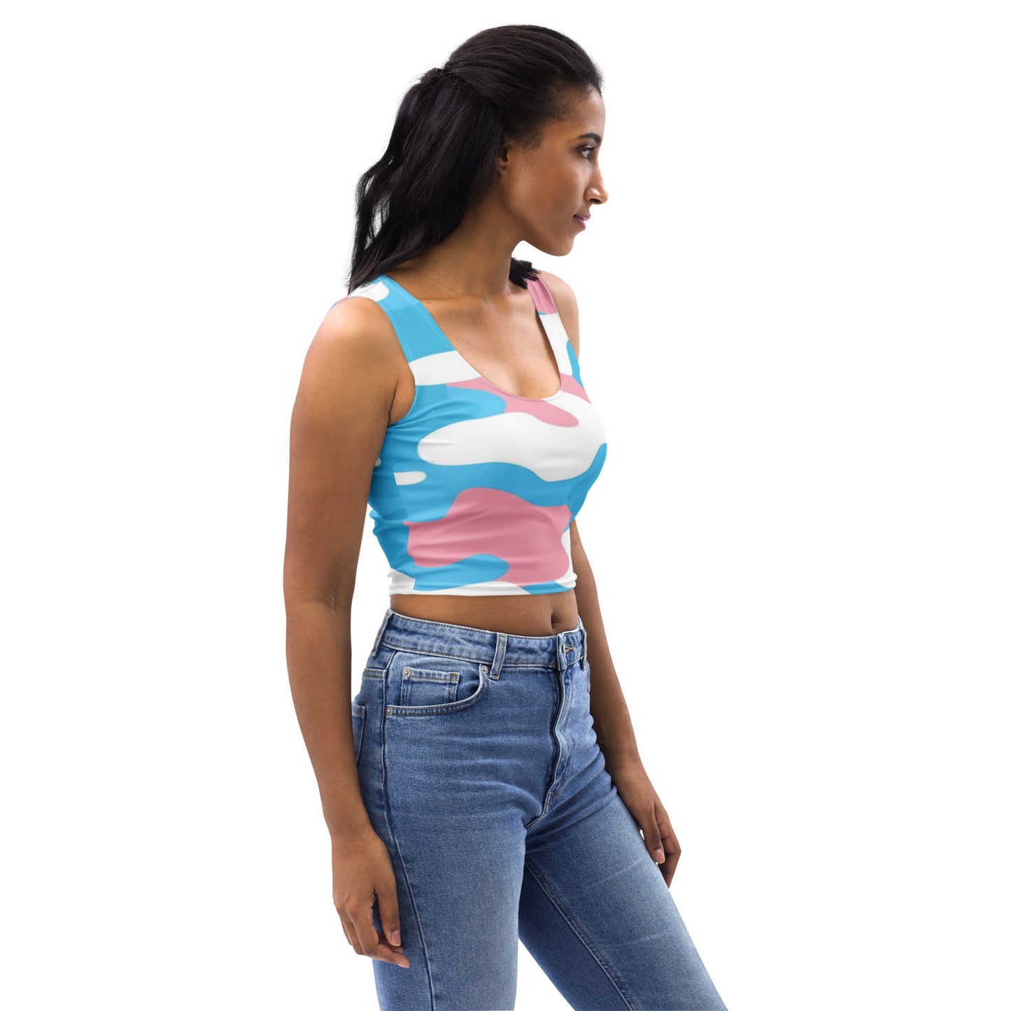 Blue Pink White Pride Camouflage Cropped Fitness Tank