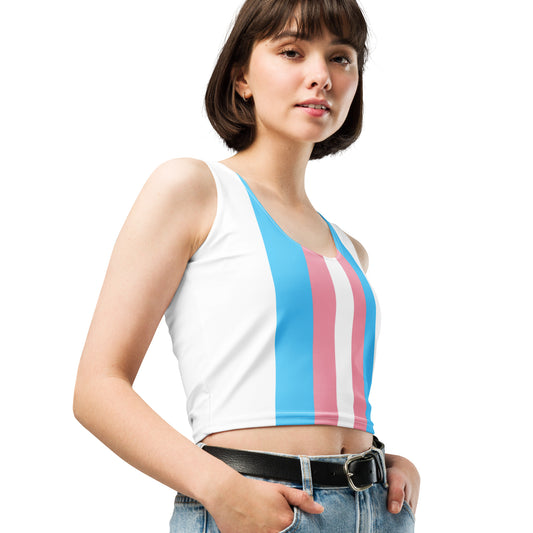Blue Pink White Pride Cropped Fitness Tank