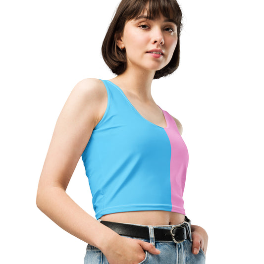Blue Pink White Paris Pride Cropped Fitness Tank