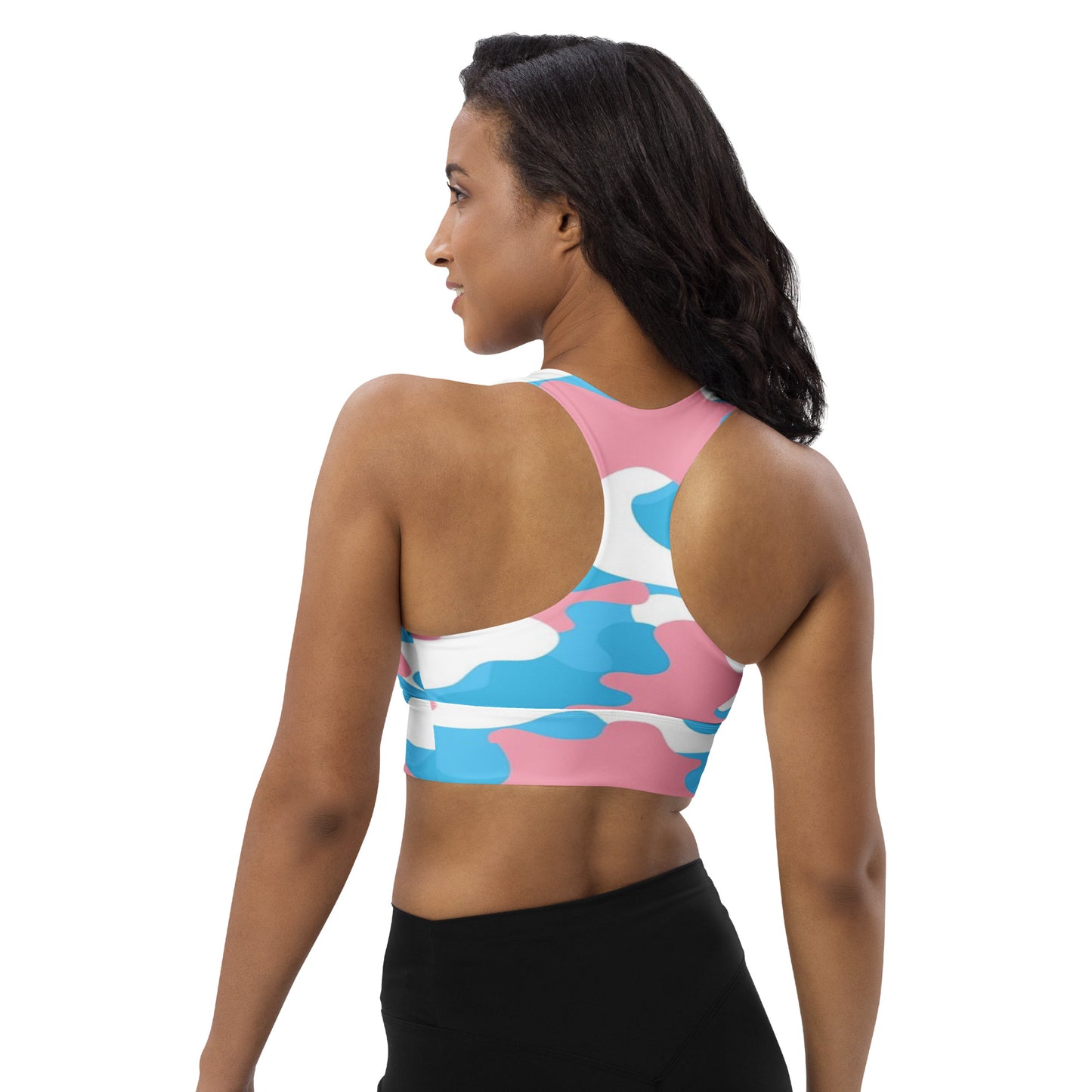 Blue Pink White Pride Camouflage Sports Bra
