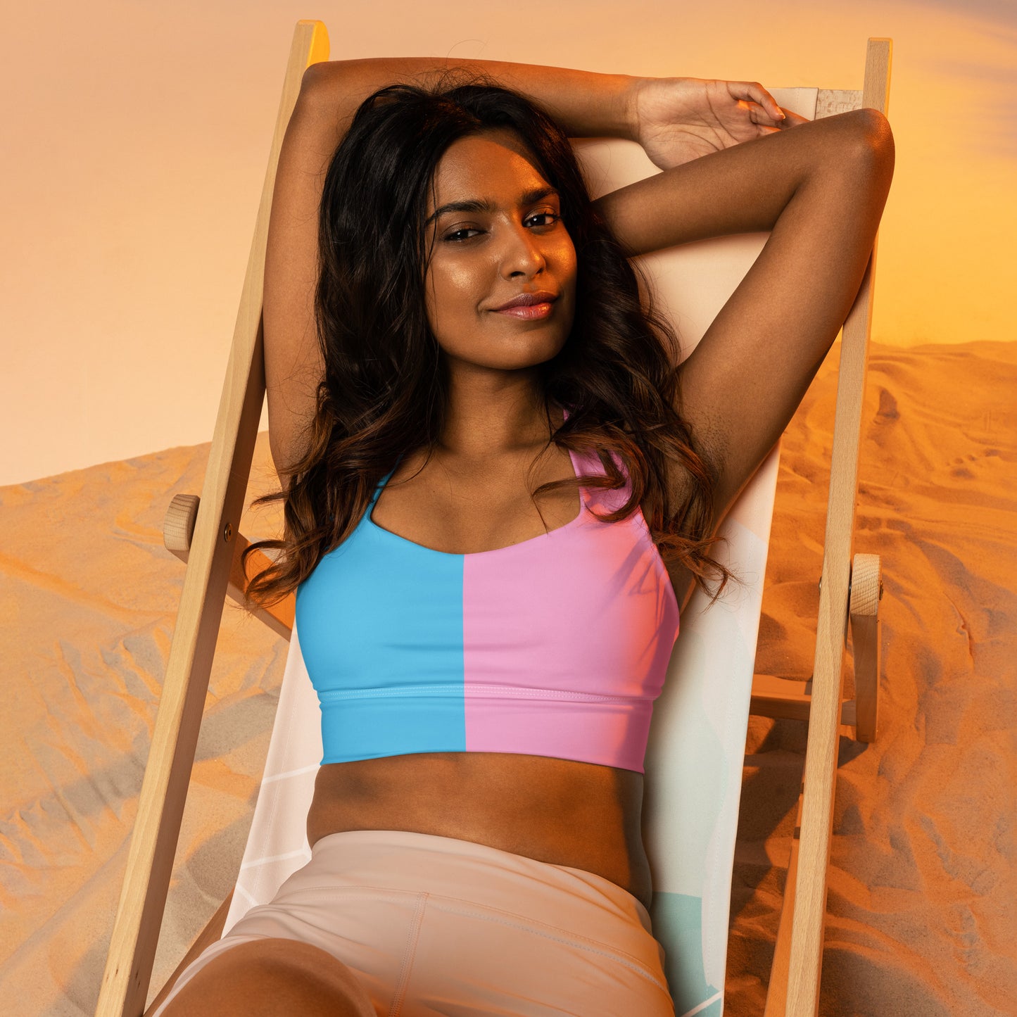 Blue Pink White Paris Pride Sports Bra